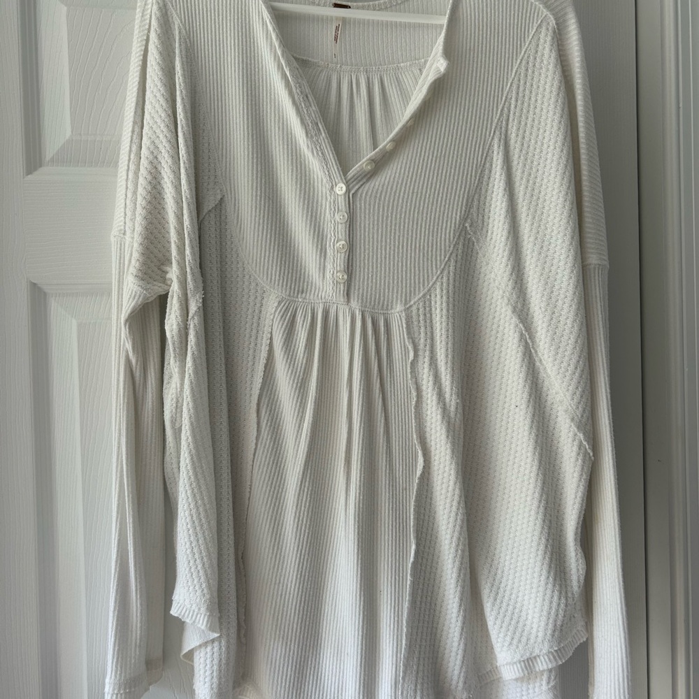 Free People Women's White Button-Up Top
